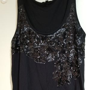 Express Sequined Black Tank